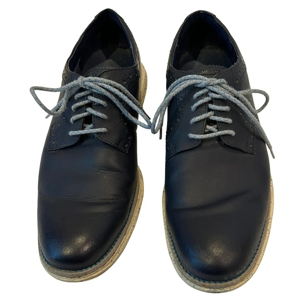 Cole Haan Lunargrand Oxford 8.5 Mens Navy Blue Leather Wingtip Speckled C12091